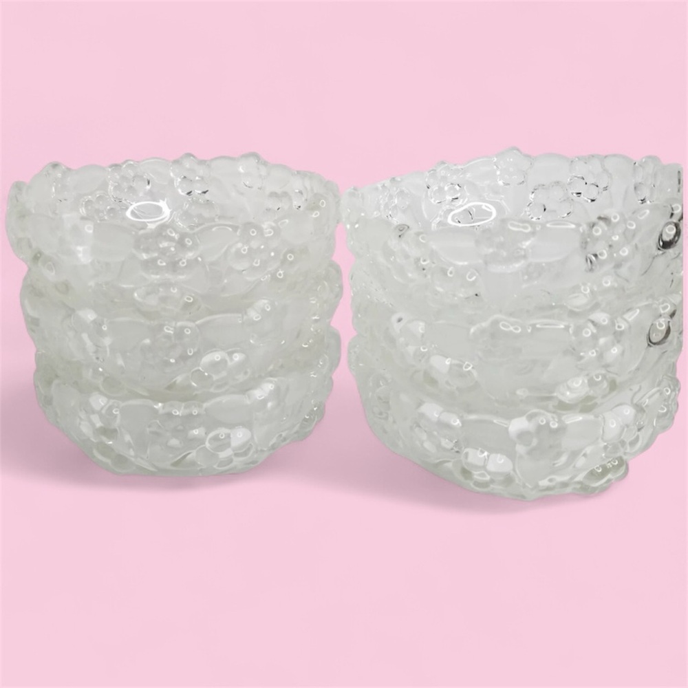Vintage Mikasa Snowberry Crystal Berry Bowls Set of 6 Frosted Floral 5”